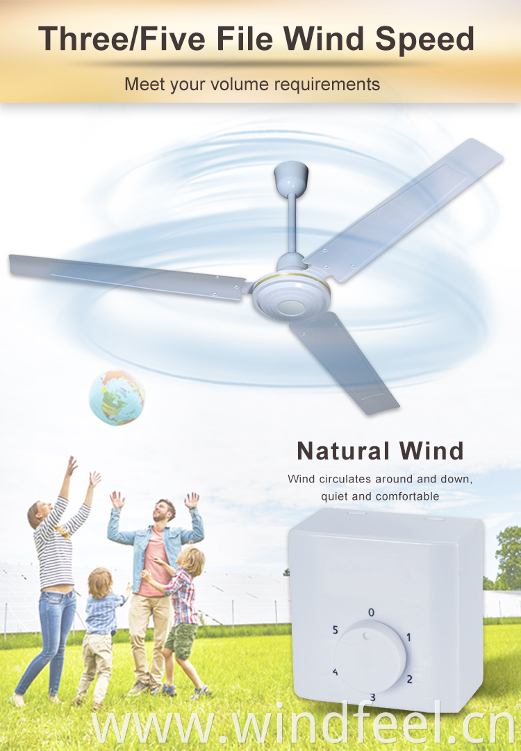 High Power 220V 240V Middle East Africa 56 Inch Ceiling Fans and Spare Parts with 5 Speed Regulator